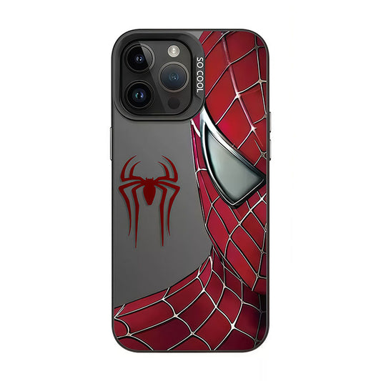 Marvel Spider‑Man Stylish Print iPhone Phone Case, Anti‑Drop Full‑Body Protective Cover, Fingerprint‑Proof Precise Cutout Lens Protection Phone Shell, Black & Clear 2 Colors Available