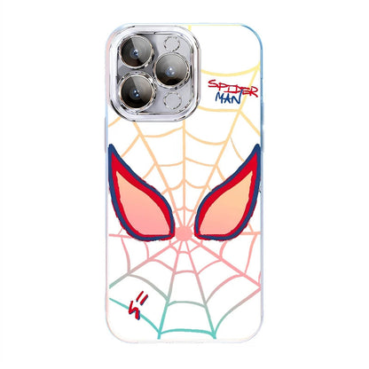Marvel Spider‑Man 2‑Style Cartoon Graphic iPhone Phone Case, 3‑In‑1 Detachable Electroplated Camera Lens Frame Protective Cover, Quad Airbag Anti‑Drop Shockproof Phone Shell, Multiple Lens Protection Options