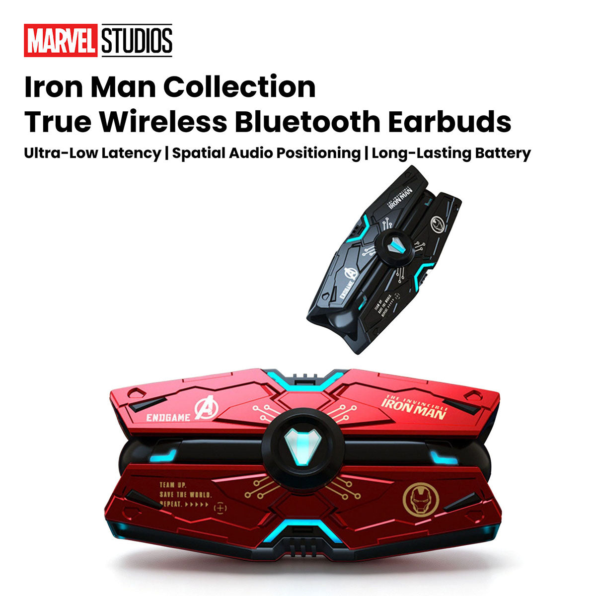 Marvel Avengers Iron Man Black Panther Captain America All‑Styles Slide Case Wireless Earbuds, Mecha Starship Shape TWS Bluetooth 5.0 Headphones, 16H Total Playtime Ergonomic Comfort Fit For Gaming Daily Entertainment