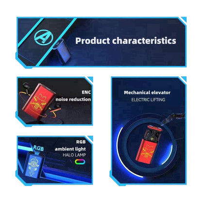Marvel Avengers Iron Man Captain America Multi‑Styles TWS Bluetooth 5.3 Gaming Earbuds, Mechanical Pop‑Up Charging Case, 45ms Low Latency ENC Noise Reduction RGB Light Type‑C Wireless Headphones For Superhero Fans Collectible Gift