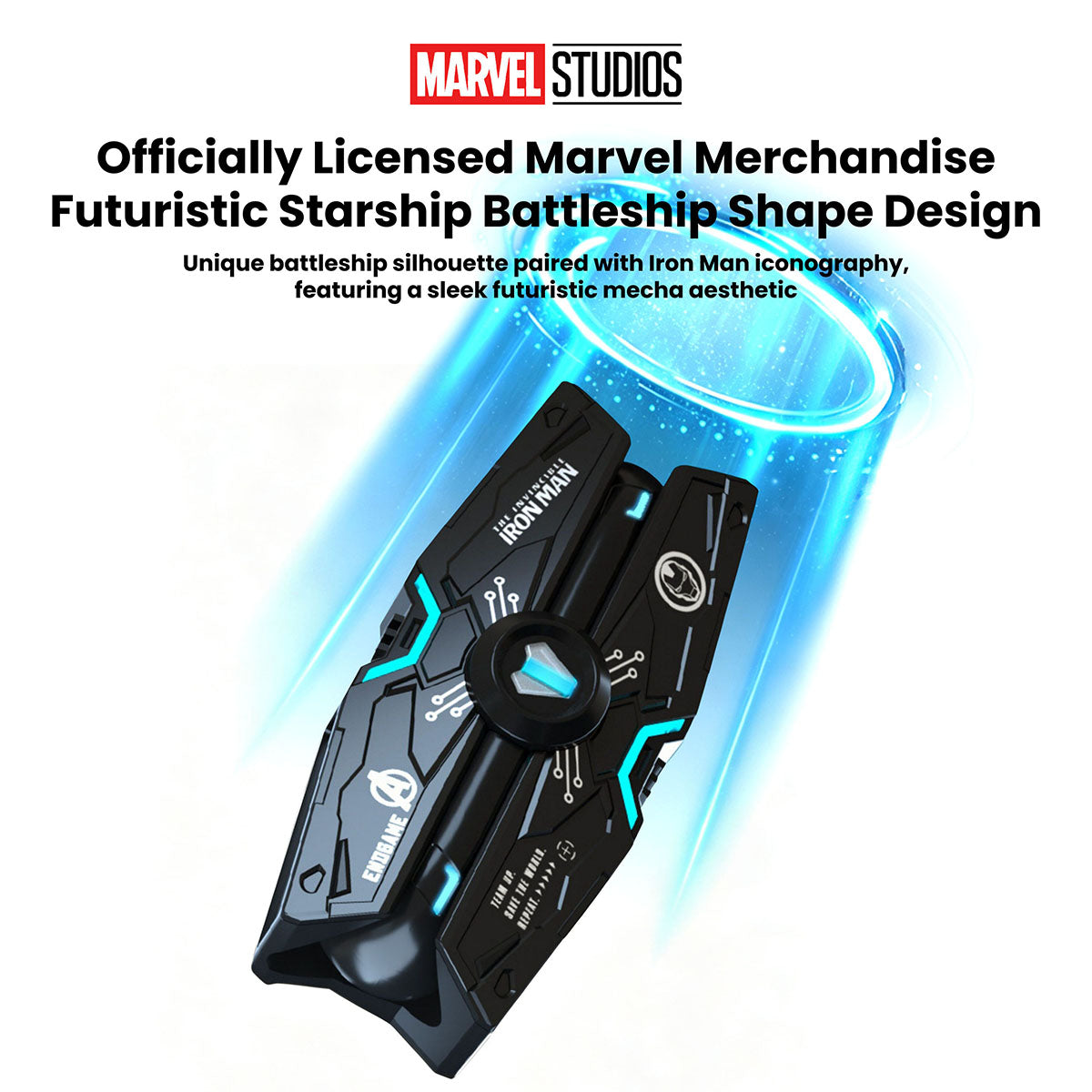 Marvel Avengers Iron Man Black Panther Captain America All‑Styles Slide Case Wireless Earbuds, Mecha Starship Shape TWS Bluetooth 5.0 Headphones, 16H Total Playtime Ergonomic Comfort Fit For Gaming Daily Entertainment
