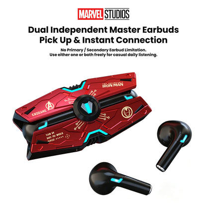 Marvel Avengers Iron Man Black Panther Captain America All‑Styles Slide Case Wireless Earbuds, Mecha Starship Shape TWS Bluetooth 5.0 Headphones, 16H Total Playtime Ergonomic Comfort Fit For Gaming Daily Entertainment