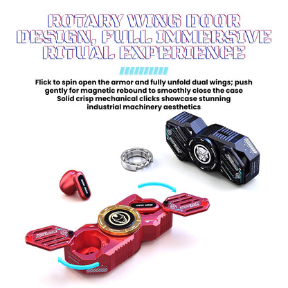 Marvel Avengers Iron Man Captain America Black Panther Fidget Spinner TWS Wireless Earbuds, Mechanical Mecha Zinc Alloy Bluetooth 5.4 Gaming Earphones With Touch Control Type‑C Charging For Fans