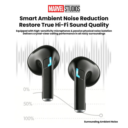 Marvel Avengers Iron Man Black Panther Captain America All‑Styles Slide Case Wireless Earbuds, Mecha Starship Shape TWS Bluetooth 5.0 Headphones, 16H Total Playtime Ergonomic Comfort Fit For Gaming Daily Entertainment