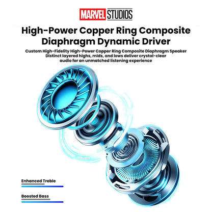 Marvel Avengers Iron Man Black Panther Captain America All‑Styles Slide Case Wireless Earbuds, Mecha Starship Shape TWS Bluetooth 5.0 Headphones, 16H Total Playtime Ergonomic Comfort Fit For Gaming Daily Entertainment