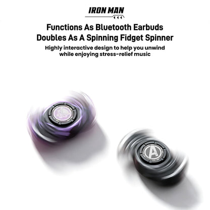 Marvel Avengers Iron Man Black Panther Multi‑Style Fidget Spinner TWS Wireless Earbuds, Bluetooth 5.3 HIFI Stereo Gaming Earphones, Auto‑Pair Touch Control Type‑C Charging For Marvel Fans Collectible Gift