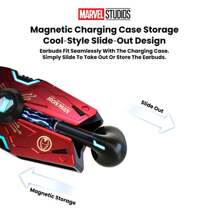 Marvel Avengers Iron Man Black Panther Captain America All‑Styles Slide Case Wireless Earbuds, Mecha Starship Shape TWS Bluetooth 5.0 Headphones, 16H Total Playtime Ergonomic Comfort Fit For Gaming Daily Entertainment