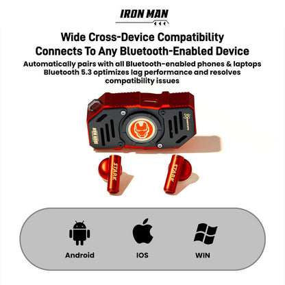Marvel Avengers Iron Man Black Panther Multi‑Style Fidget Spinner TWS Wireless Earbuds, Bluetooth 5.3 HIFI Stereo Gaming Earphones, Auto‑Pair Touch Control Type‑C Charging For Marvel Fans Collectible Gift