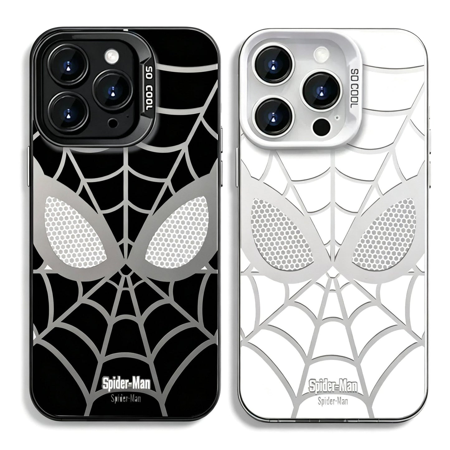 Marvel Spider‑Man Creative iPhone Phone Case, Glossy Smooth Fingerprint‑Resistant Cover with Camera Bezel Protection, Comfortable Grip Precise Fit Phone Shell, Black & White 2 Colors Available