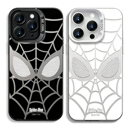 Marvel Spider‑Man Creative iPhone Phone Case, Glossy Smooth Fingerprint‑Resistant Cover with Camera Bezel Protection, Comfortable Grip Precise Fit Phone Shell, Black & White 2 Colors Available