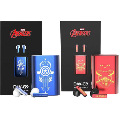 Marvel Avengers Iron Man Captain America Multi‑Styles TWS Bluetooth 5.3 Gaming Earbuds, Mechanical Pop‑Up Charging Case, 45ms Low Latency ENC Noise Reduction RGB Light Type‑C Wireless Headphones For Superhero Fans Collectible Gift