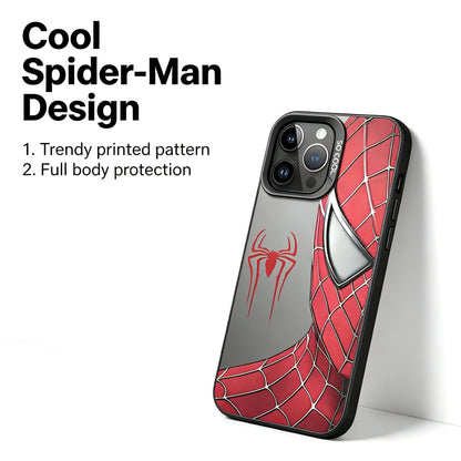 Marvel Spider‑Man Stylish Print iPhone Phone Case, Anti‑Drop Full‑Body Protective Cover, Fingerprint‑Proof Precise Cutout Lens Protection Phone Shell, Black & Clear 2 Colors Available