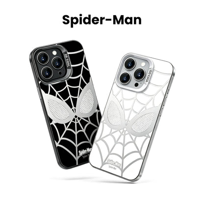 Marvel Spider‑Man Creative iPhone Phone Case, Glossy Smooth Fingerprint‑Resistant Cover with Camera Bezel Protection, Comfortable Grip Precise Fit Phone Shell, Black & White 2 Colors Available