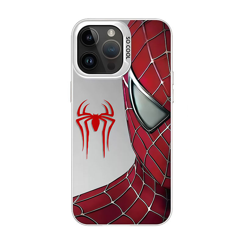 Marvel Spider‑Man Stylish Print iPhone Phone Case, Anti‑Drop Full‑Body Protective Cover, Fingerprint‑Proof Precise Cutout Lens Protection Phone Shell, Black & Clear 2 Colors Available
