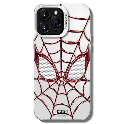 Marvel Spider-Man 3D Electroplated Spider Web Phone Case, Anti-Fingerprint Mirror Finish Precise Cutout Protective Cover Silver & Red 2 Color Styles Full Collection