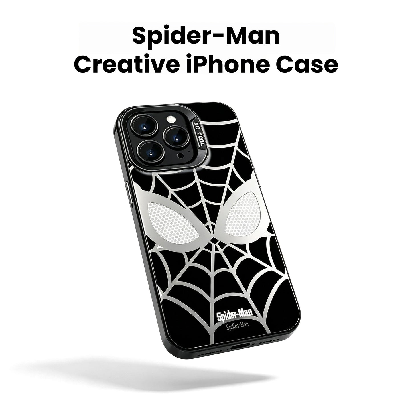 Marvel Spider‑Man Creative iPhone Phone Case, Glossy Smooth Fingerprint‑Resistant Cover with Camera Bezel Protection, Comfortable Grip Precise Fit Phone Shell, Black & White 2 Colors Available