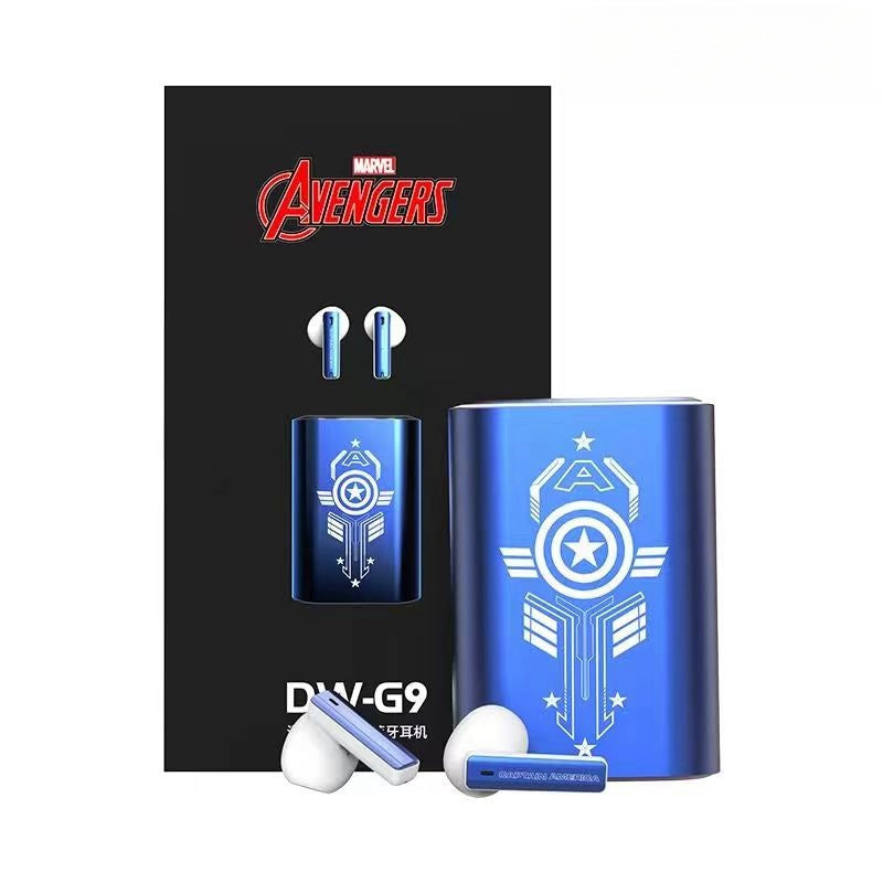 Marvel Avengers Iron Man Captain America Multi‑Styles TWS Bluetooth 5.3 Gaming Earbuds, Mechanical Pop‑Up Charging Case, 45ms Low Latency ENC Noise Reduction RGB Light Type‑C Wireless Headphones For Superhero Fans Collectible Gift