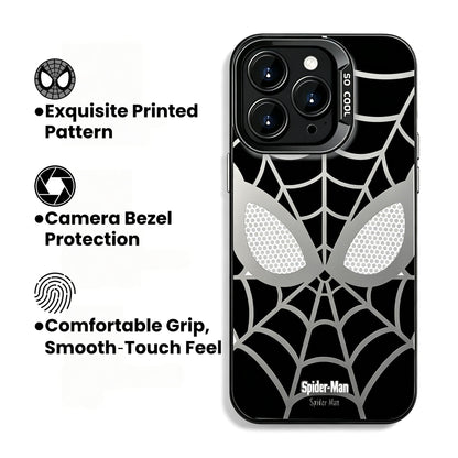 Marvel Spider‑Man Creative iPhone Phone Case, Glossy Smooth Fingerprint‑Resistant Cover with Camera Bezel Protection, Comfortable Grip Precise Fit Phone Shell, Black & White 2 Colors Available