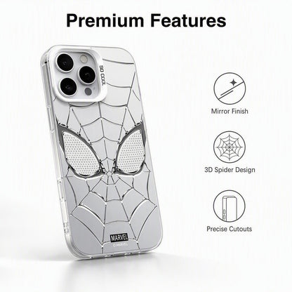 Marvel Spider-Man 3D Electroplated Spider Web Phone Case, Anti-Fingerprint Mirror Finish Precise Cutout Protective Cover Silver & Red 2 Color Styles Full Collection