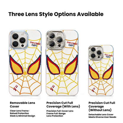 Marvel Spider‑Man 2‑Style Cartoon Graphic iPhone Phone Case, 3‑In‑1 Detachable Electroplated Camera Lens Frame Protective Cover, Quad Airbag Anti‑Drop Shockproof Phone Shell, Multiple Lens Protection Options