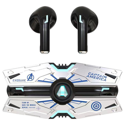 Marvel Avengers Iron Man Black Panther Captain America All‑Styles Slide Case Wireless Earbuds, Mecha Starship Shape TWS Bluetooth 5.0 Headphones, 16H Total Playtime Ergonomic Comfort Fit For Gaming Daily Entertainment