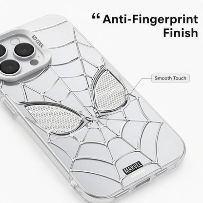 Marvel Spider-Man 3D Electroplated Spider Web Phone Case, Anti-Fingerprint Mirror Finish Precise Cutout Protective Cover Silver & Red 2 Color Styles Full Collection