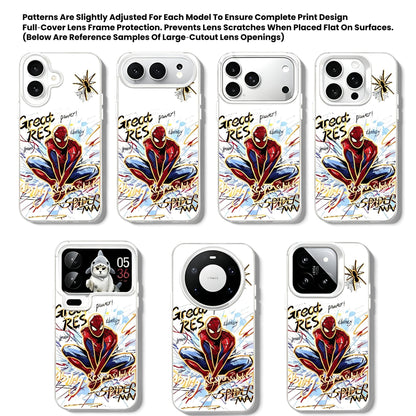 Marvel Spider‑Man 2‑Style Cartoon Graphic iPhone Phone Case, 3‑In‑1 Detachable Electroplated Camera Lens Frame Protective Cover, Quad Airbag Anti‑Drop Shockproof Phone Shell, Multiple Lens Protection Options