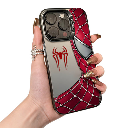 Marvel Spider‑Man Stylish Print iPhone Phone Case, Anti‑Drop Full‑Body Protective Cover, Fingerprint‑Proof Precise Cutout Lens Protection Phone Shell, Black & Clear 2 Colors Available