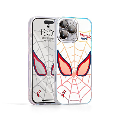 Marvel Spider‑Man 2‑Style Cartoon Graphic iPhone Phone Case, 3‑In‑1 Detachable Electroplated Camera Lens Frame Protective Cover, Quad Airbag Anti‑Drop Shockproof Phone Shell, Multiple Lens Protection Options