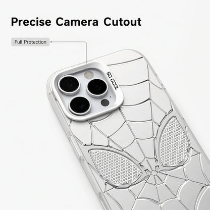 Marvel Spider-Man 3D Electroplated Spider Web Phone Case, Anti-Fingerprint Mirror Finish Precise Cutout Protective Cover Silver & Red 2 Color Styles Full Collection