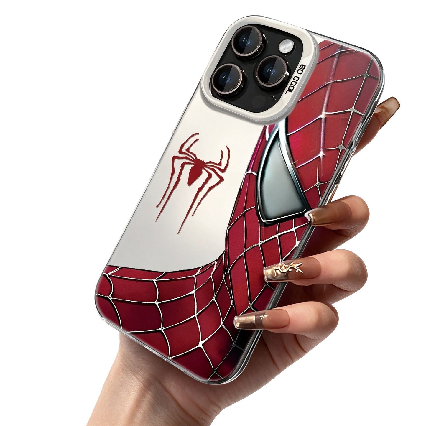 Marvel Spider‑Man Stylish Print iPhone Phone Case, Anti‑Drop Full‑Body Protective Cover, Fingerprint‑Proof Precise Cutout Lens Protection Phone Shell, Black & Clear 2 Colors Available